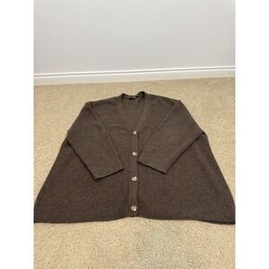 Quince Sweater Cardigan Mens XL Brown 100% Cashmere V Neck Button Knit Soft FLAW